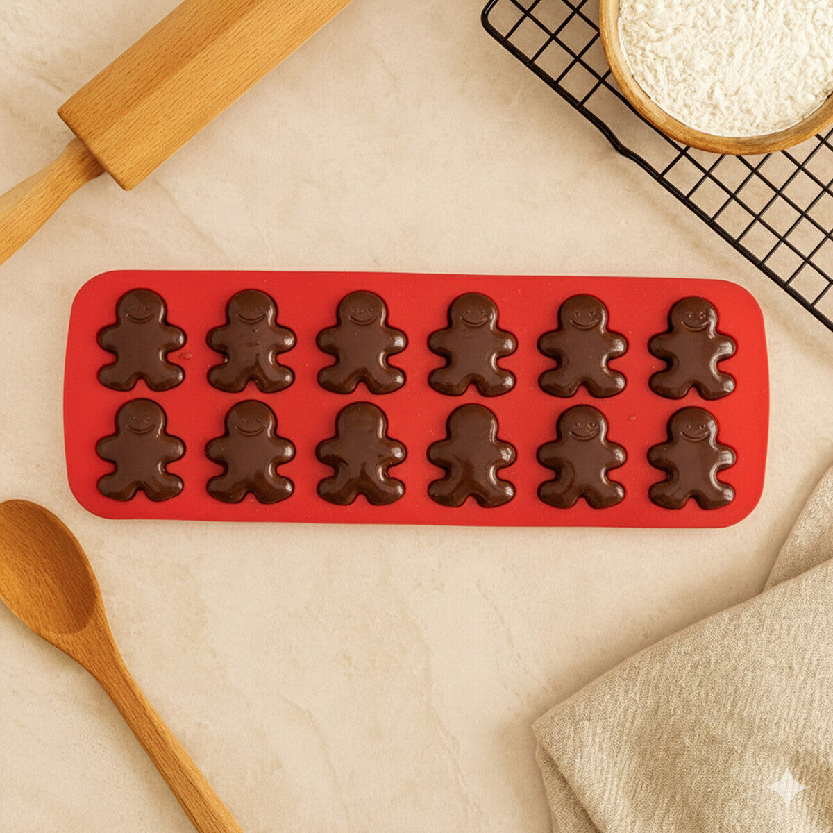 Orsina Silicone Gingerbread Men Mould - 12 Cavity Cake & Chocolate Tray