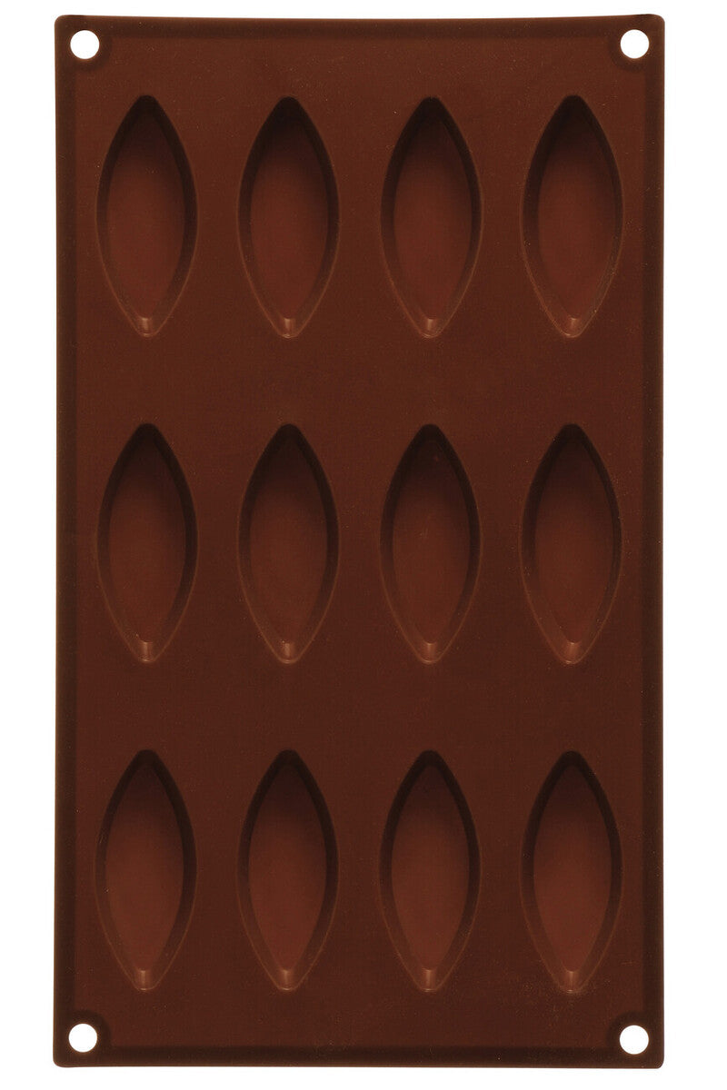 Orsina 12 Cavity Elongated Oval Silicone Chocolate Mould – Brown