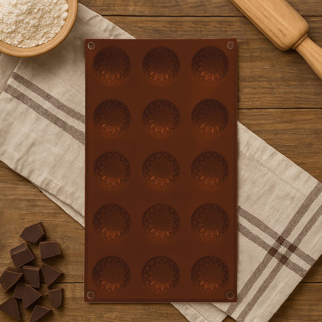 Orsina 15-Cavity Flower Silicone Chocolate Mould – Sunflower Shape