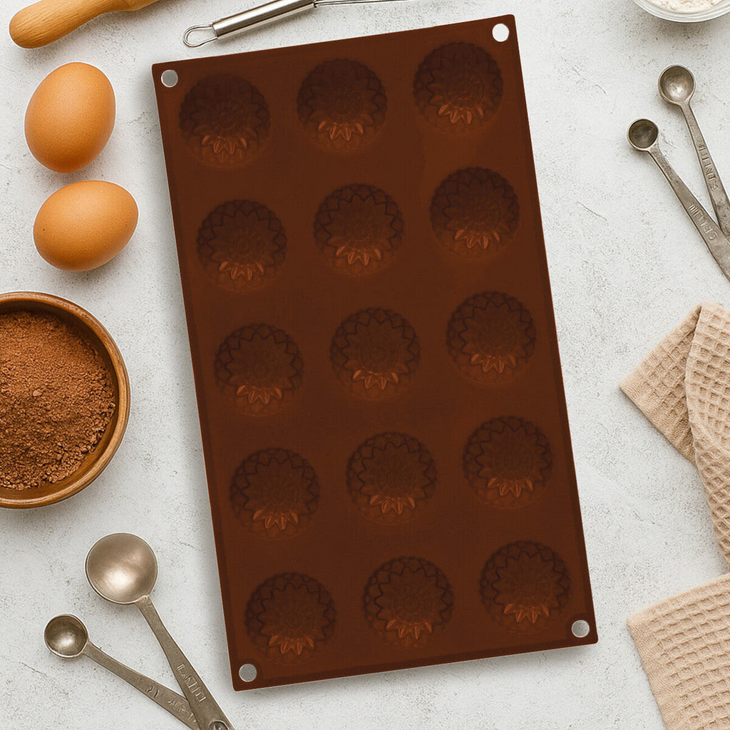 Orsina 15-Cavity Flower Silicone Chocolate Mould – Sunflower Shape