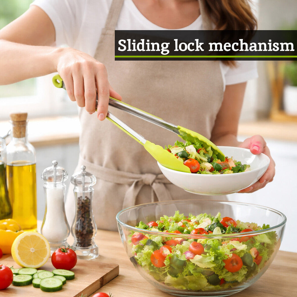 Orsina Silicone and Stainless Steel Kitchen Tongs – Lime Green