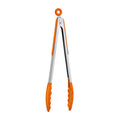 Orsina Stainless Steel Kitchen Tongs with Nonstick Orange Silicone Tips