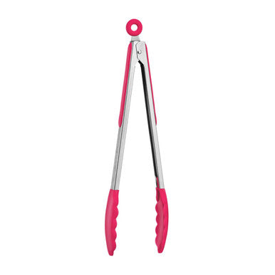 Orsina Hot Pink Silicone and Stainless Steel Kitchen Tongs – 12 Inch