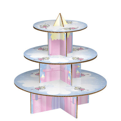 Orsina Fairy Castle 3 Tier Cake Stand | Pink & Blue Cupcake Display