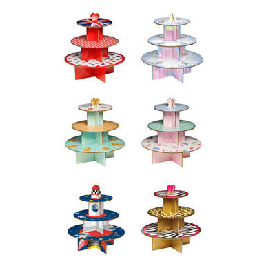 Orsina Fairy Castle 3 Tier Cake Stand | Pink & Blue Cupcake Display
