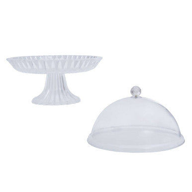Orsina Faye Clear Acrylic Cake Stand with Dome | Round Pedestal Server