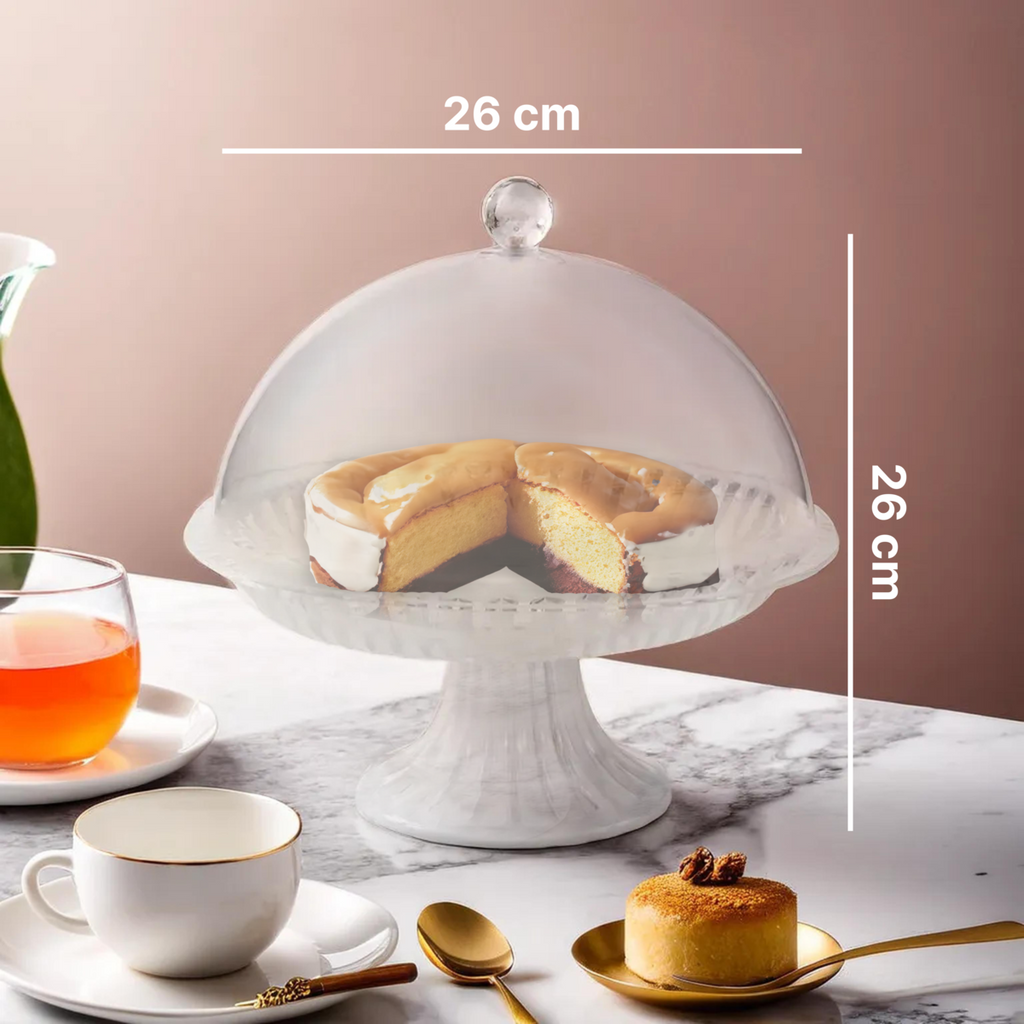 Orsina Faye Clear Acrylic Cake Stand with Dome | Round Pedestal Server