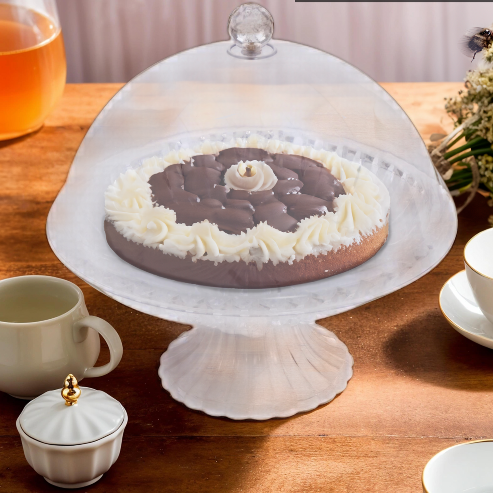 Orsina Faye Clear Acrylic Cake Stand with Dome | Round Pedestal Server