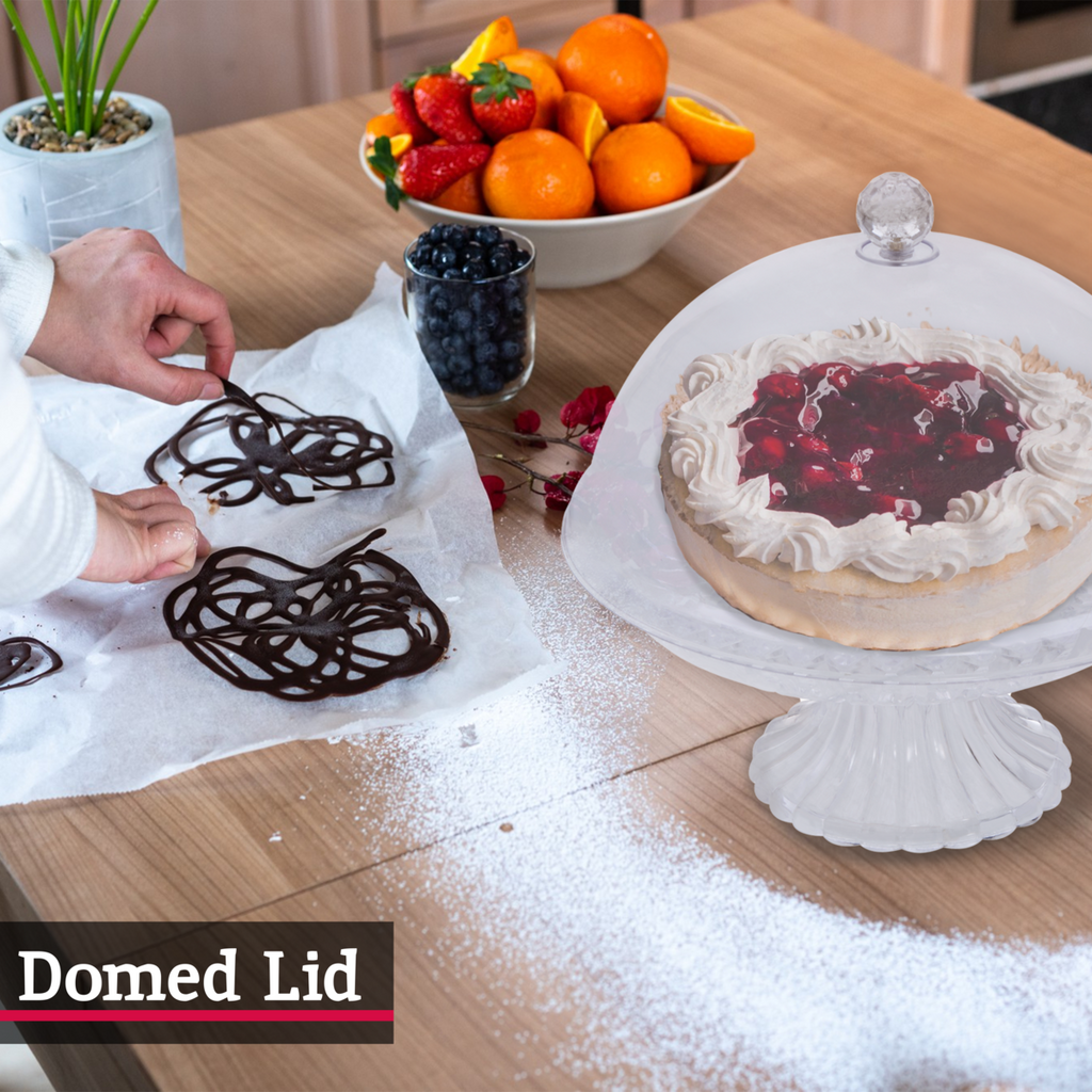 Orsina Faye Clear Acrylic Cake Stand with Dome | Round Pedestal Server