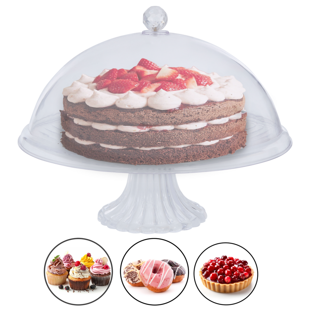 Orsina Faye Clear Acrylic Cake Stand with Dome Lid – Dessert Display