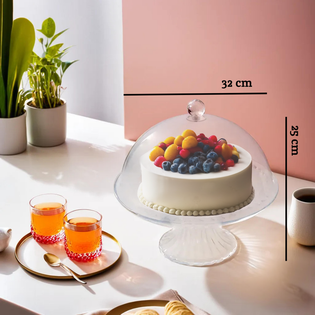 Orsina Faye Clear Acrylic Cake Stand with Dome Lid – Dessert Display