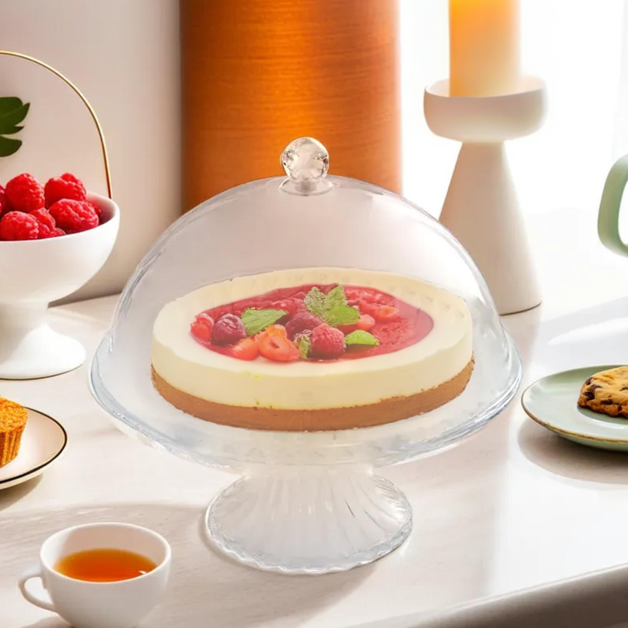 Orsina Faye Clear Acrylic Cake Stand with Dome Lid – Dessert Display