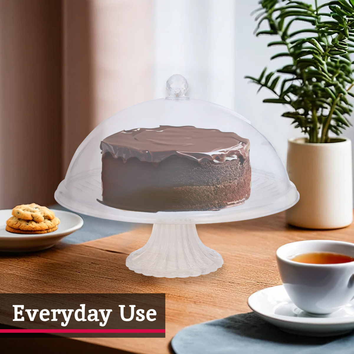 Orsina Faye Clear Acrylic Cake Stand with Dome Lid – Dessert Display