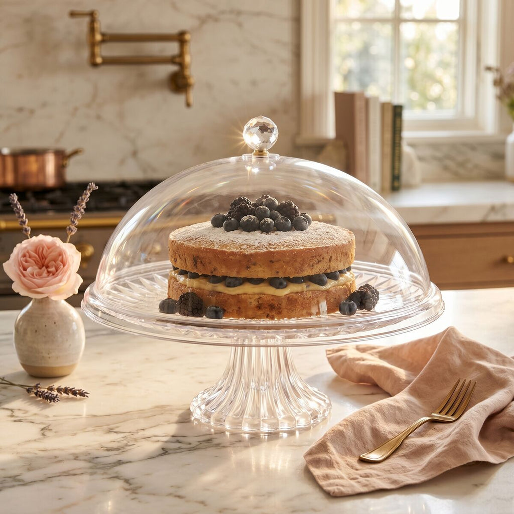 Orsina Faye Clear Acrylic Cake Stand with Dome Lid – Dessert Display