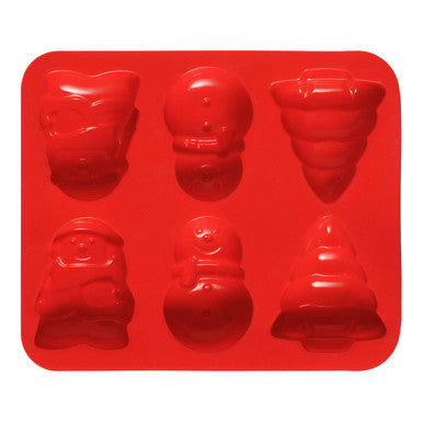 Orsina Christmas Silicone Cake Mould – 6 Cavity Red Festive Baking Tray