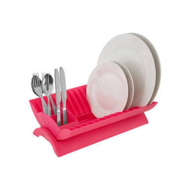 Orsina Laurie Dish Drainer with Cutlery Caddy – Hot Pink Drying Rack