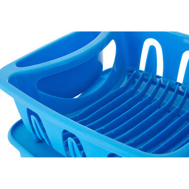 Orsina Laurie Blue Plastic Dish Drainer with Removable Drip Tray