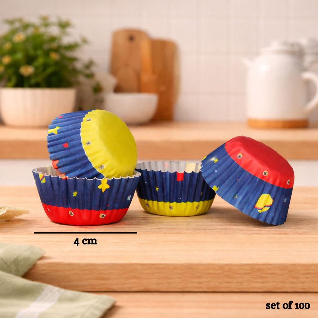 Orsina Rocket Mini Cupcake Cases | 100Pc Greaseproof Space Theme Liners