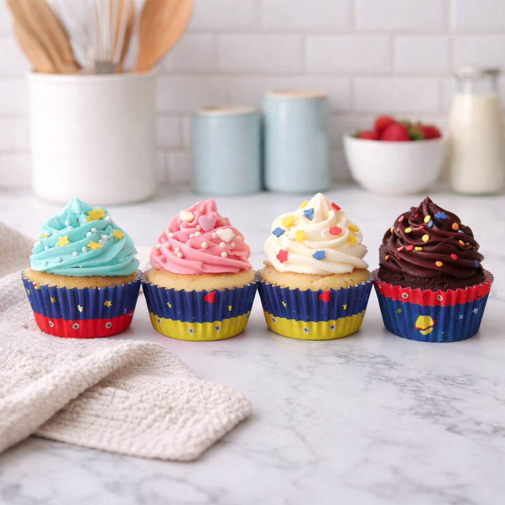 Orsina Rocket Mini Cupcake Cases | 100Pc Greaseproof Space Theme Liners