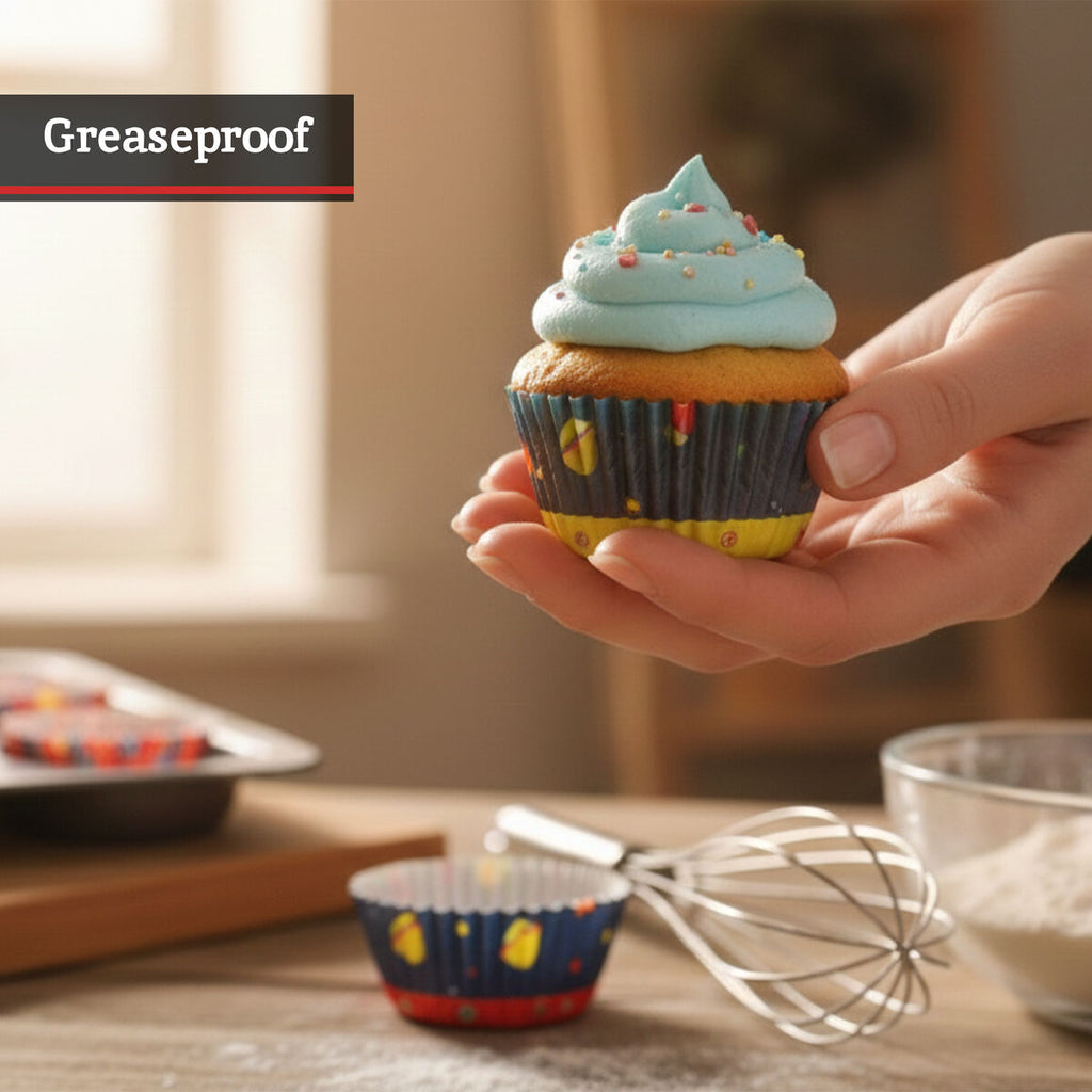 Orsina Rocket Mini Cupcake Cases | 100Pc Greaseproof Space Theme Liners