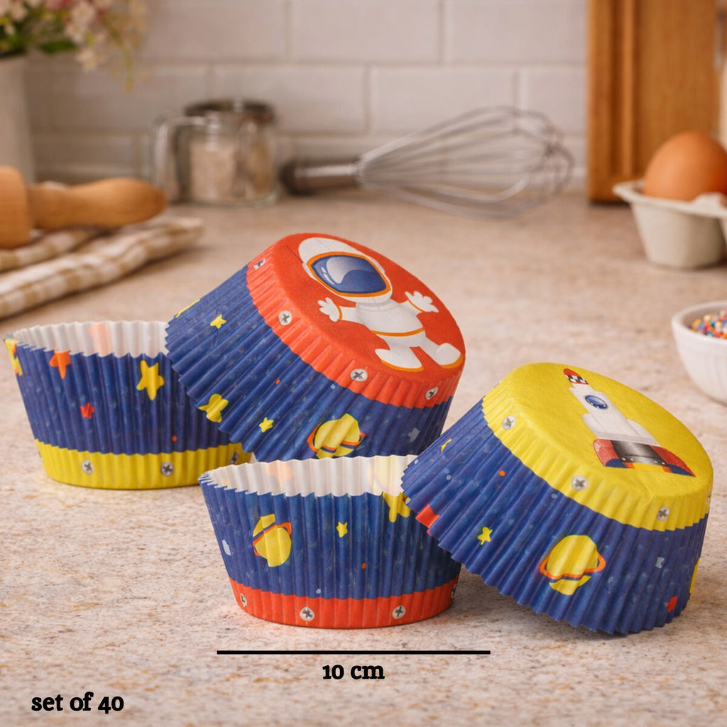 Orsina Rocket Cupcake Cases – 40 Large Greaseproof Space Party Liners