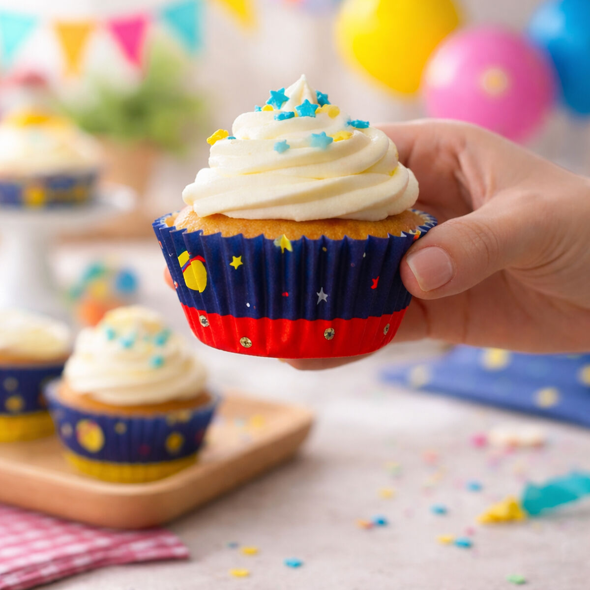 Orsina Rocket Cupcake Cases – 40 Large Greaseproof Space Party Liners