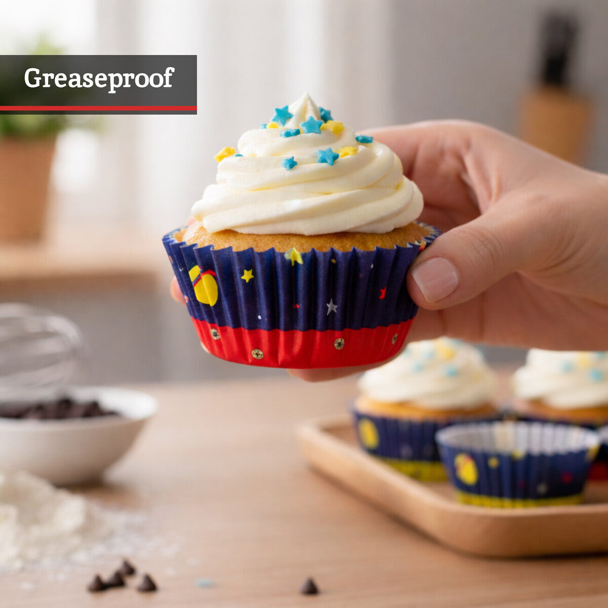 Orsina Rocket Cupcake Cases – 40 Large Greaseproof Space Party Liners