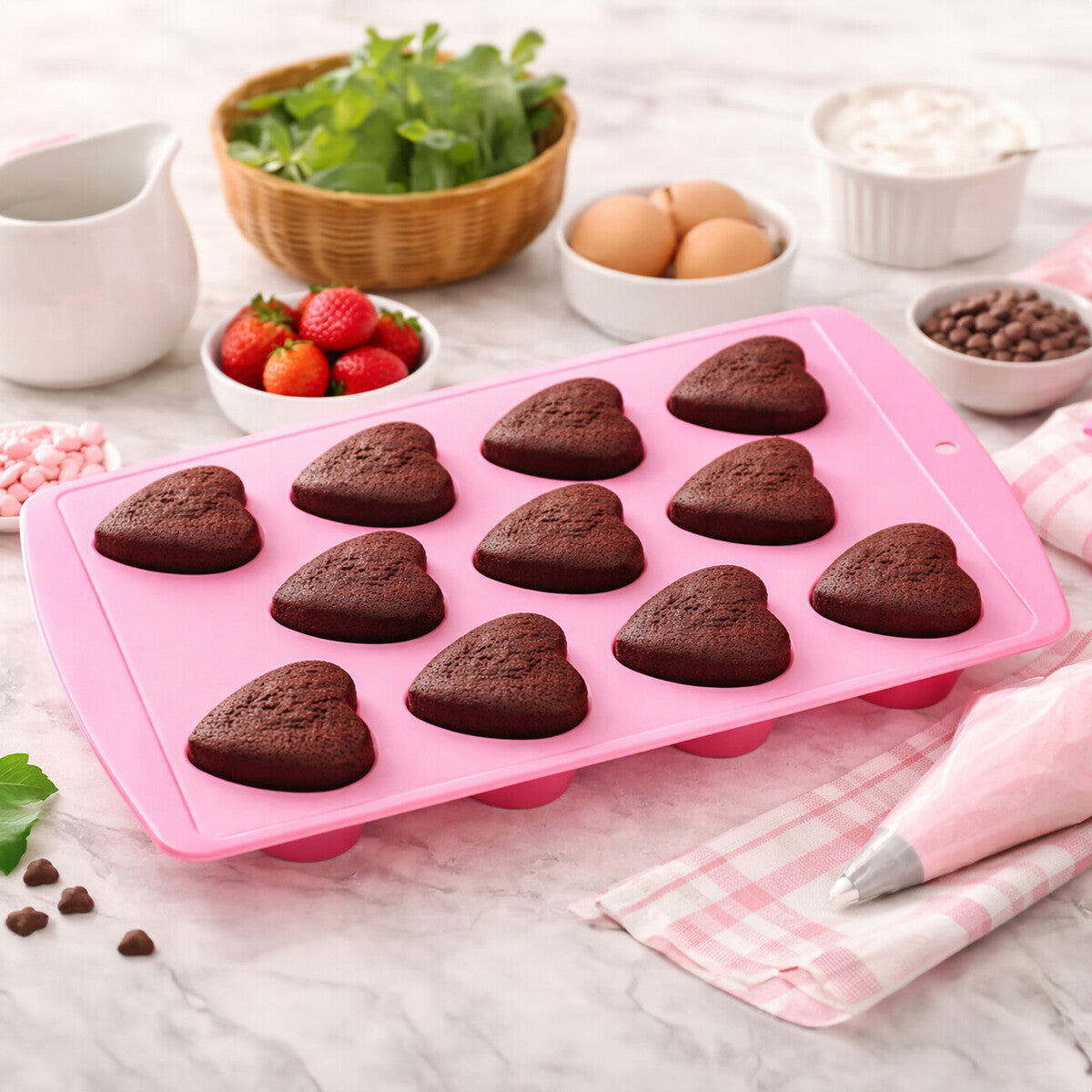 Orsina Heart Silicone Ice Cube Tray – 11 Cavity Red Chocolate Mould