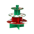 Orsina Christmas 3-Tier Cake Stand | Festive Red & Green Cupcake Display