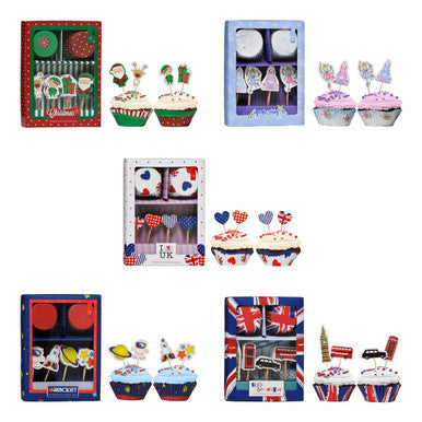 Orsina Christmas Cupcake Cases and Toppers Set – 48 Piece Festive Kit