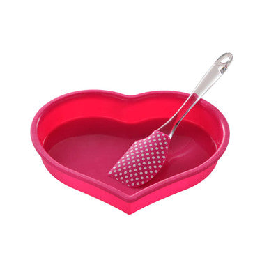 Orsina Heart Silicone Cake Mould and Spatula Baking Set – 2 Pieces