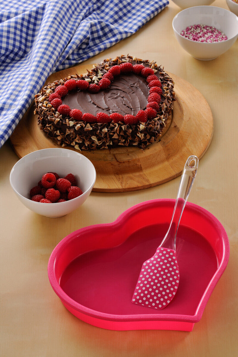 Orsina Heart Silicone Cake Mould and Spatula Baking Set – 2 Pieces