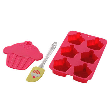 Orsina Hallie Cupcake Baking Set – 3-Piece Silicone Mould and Spatula