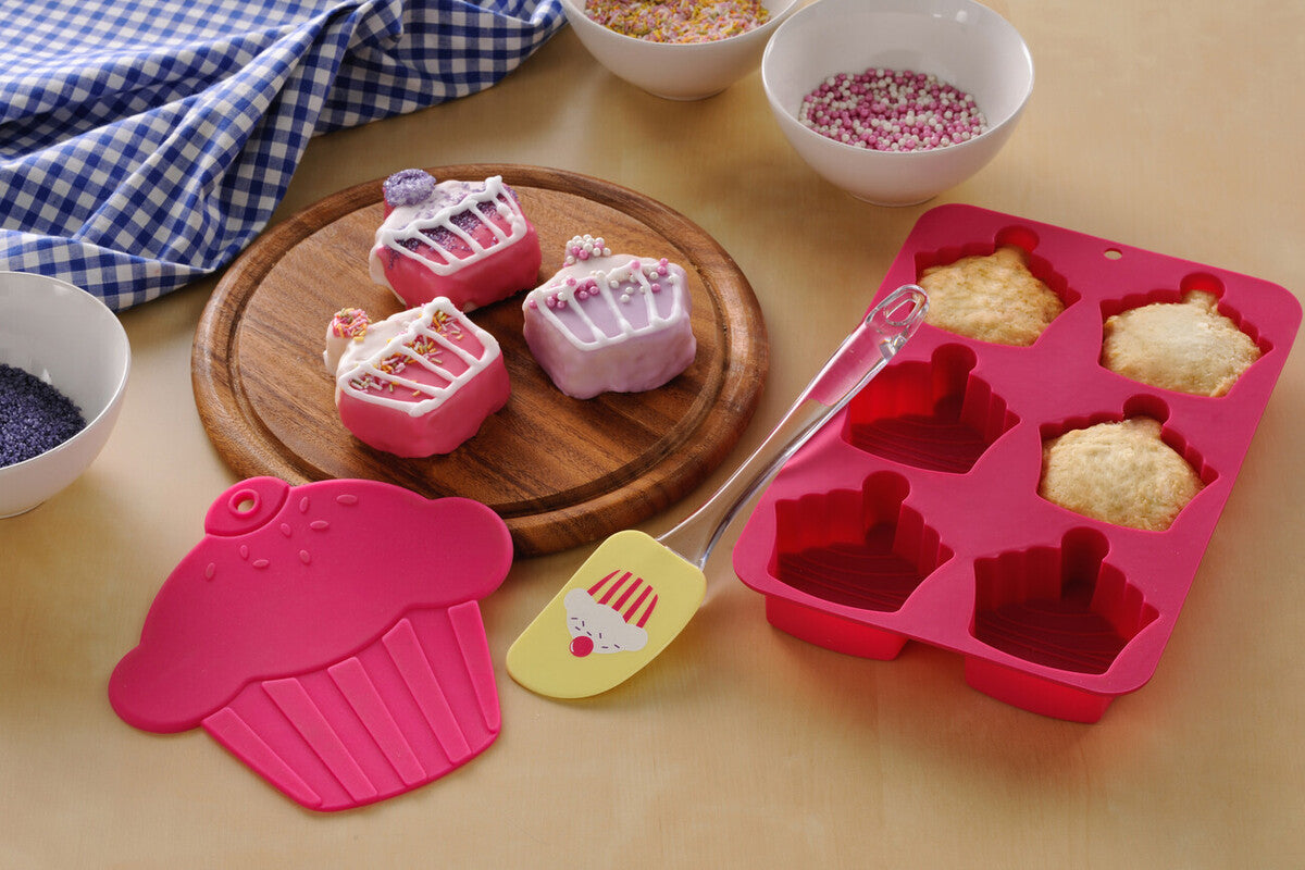 Orsina Hallie Cupcake Baking Set – 3-Piece Silicone Mould and Spatula
