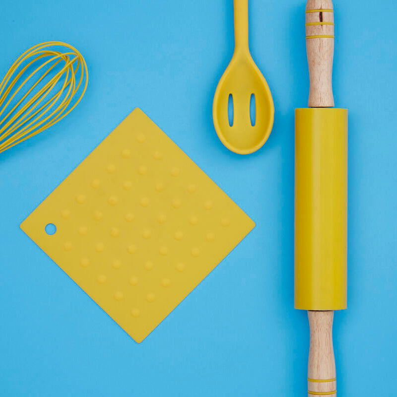 Orsina Zing Silicone Rolling Pin – Non-Stick Yellow with Wood Handles