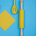 Orsina Zing Silicone Rolling Pin – Non-Stick Yellow with Wood Handles