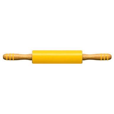 Orsina Zing Silicone Rolling Pin – Non-Stick Yellow with Wood Handles