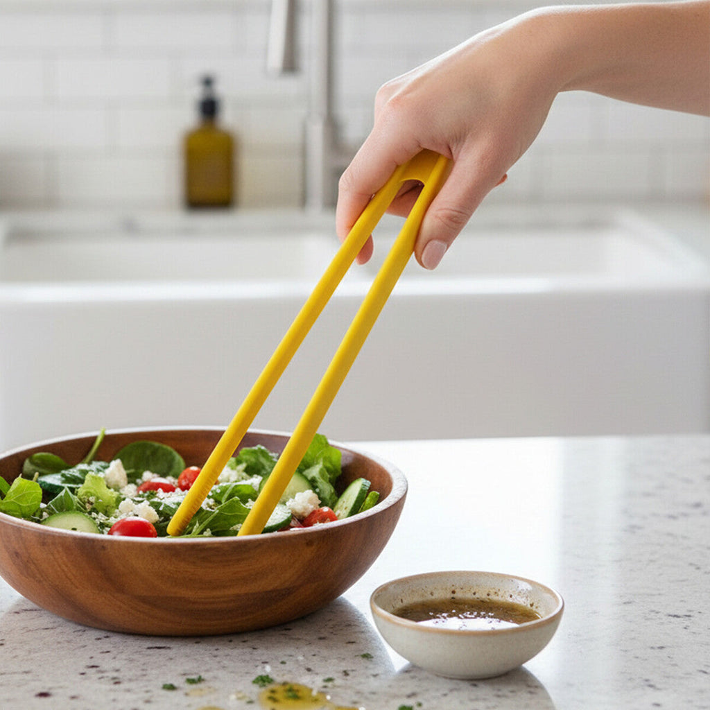 Orsina Zing Silicone Kitchen Tongs – Heat Resistant Yellow Nonstick Safe
