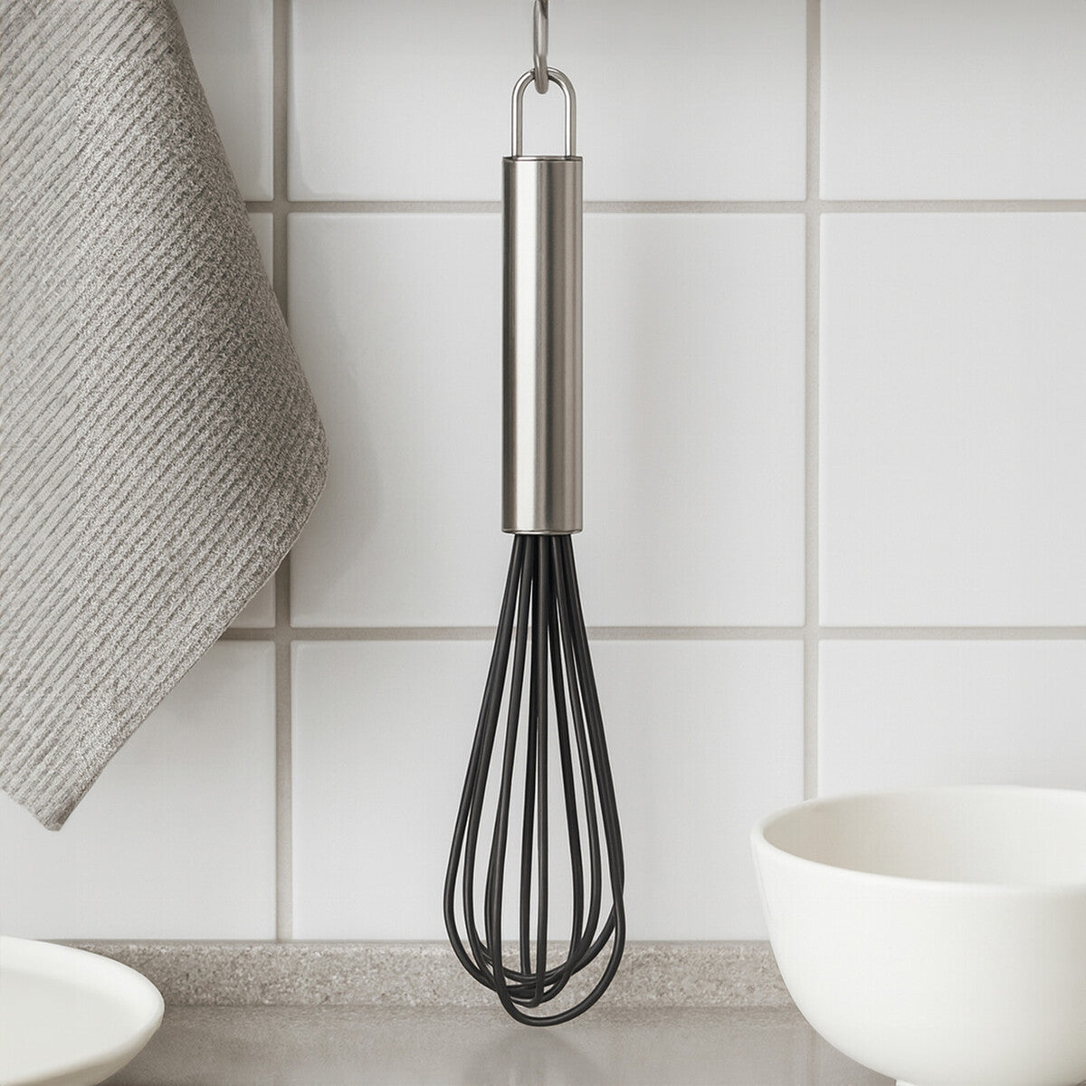 Orsina Zing Silicone Whisk with Stainless Steel Handle – Black