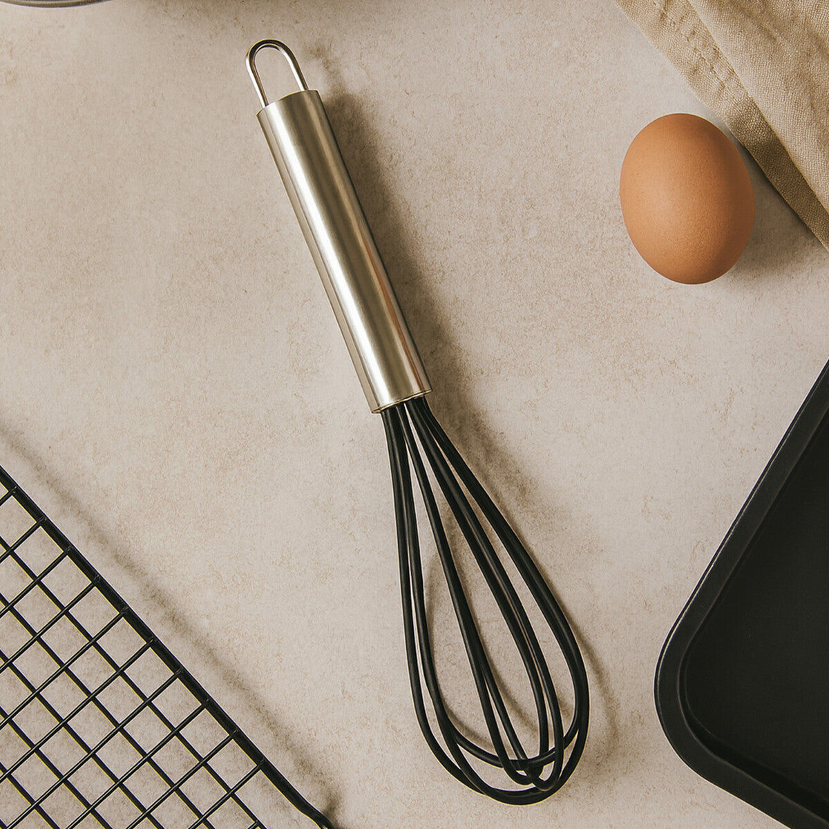 Orsina Zing Silicone Whisk with Stainless Steel Handle – Black