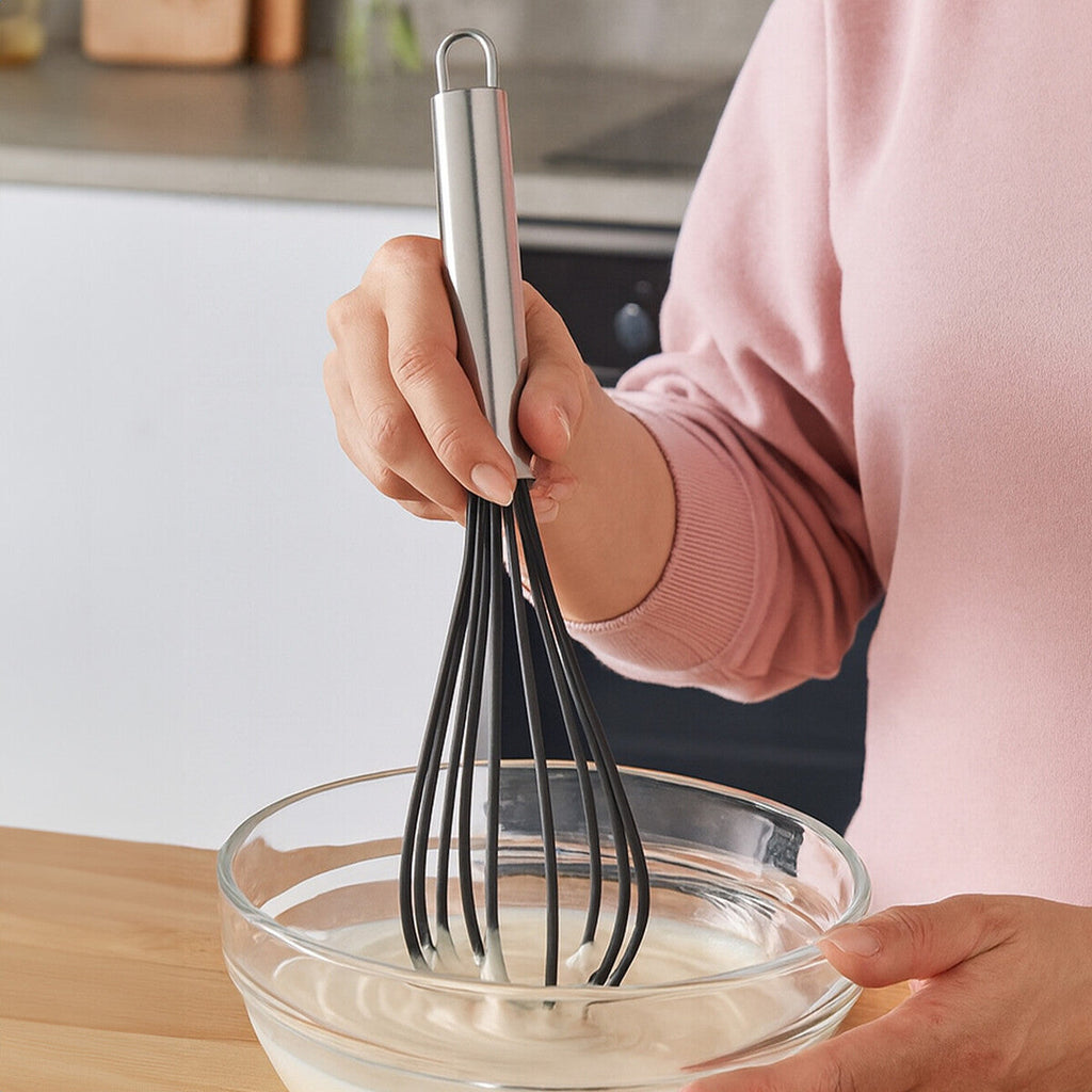 Orsina Zing Silicone Whisk with Stainless Steel Handle – Black