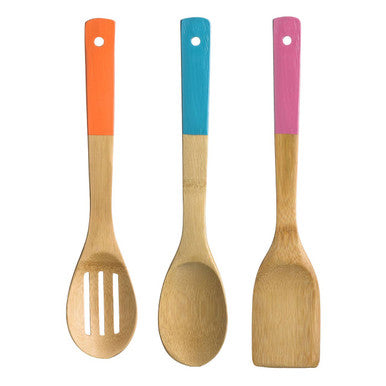 Orsina Aleki 3pc Bamboo Kitchen Utensil Set with Coloured Handles