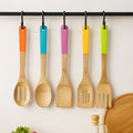 Orsina Aleki 5-Piece Bamboo Kitchen Utensil Set | Multi-Color Handles