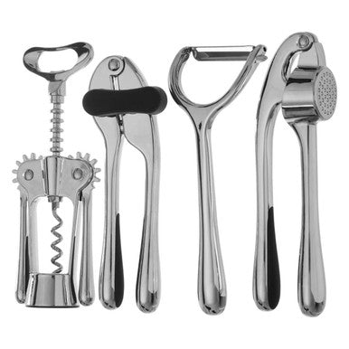 Orsina Paragon 5-Piece Chrome Kitchen Gadget Set with Storage Block