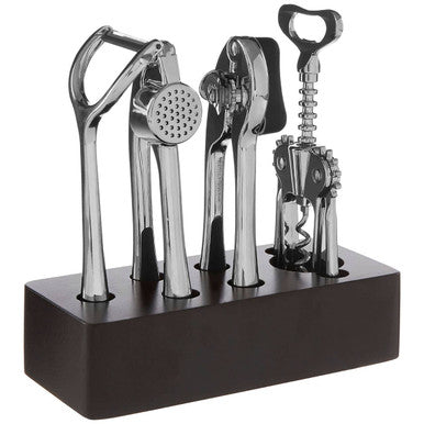 Orsina Paragon 5-Piece Chrome Kitchen Gadget Set with Storage Block