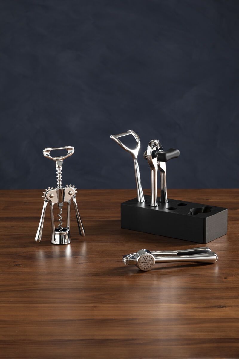 Orsina Paragon 5-Piece Chrome Kitchen Gadget Set with Storage Block