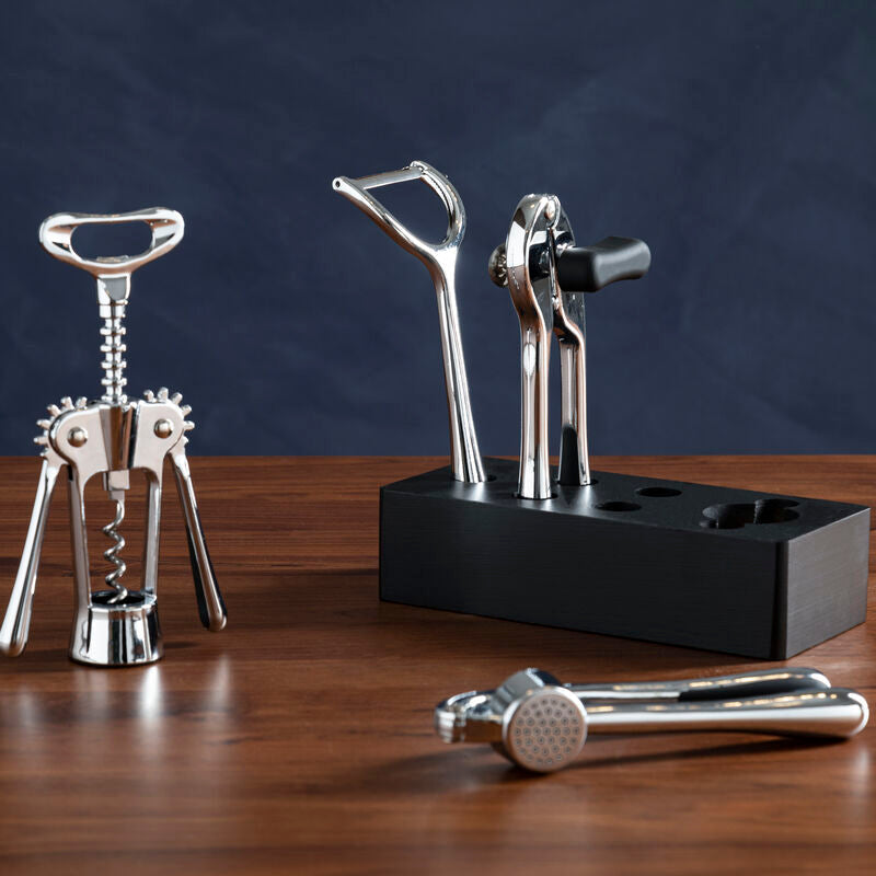 Orsina Paragon 5-Piece Chrome Kitchen Gadget Set with Storage Block