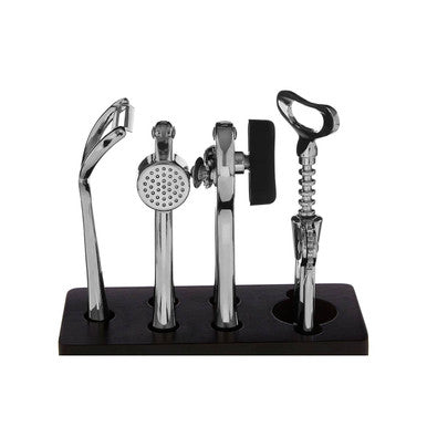 Orsina Paragon 5-Piece Chrome Kitchen Gadget Set with Storage Block