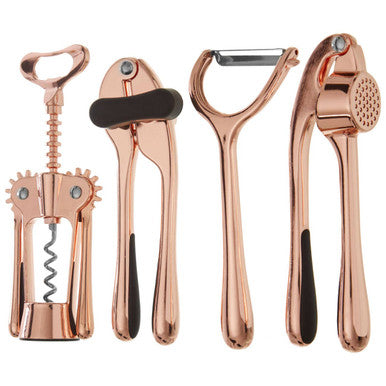 Orsina Paragon 5 Piece Rose Gold Kitchen Gadget Set with Storage Block