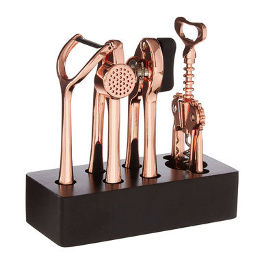 Orsina Paragon 5 Piece Rose Gold Kitchen Gadget Set with Storage Block